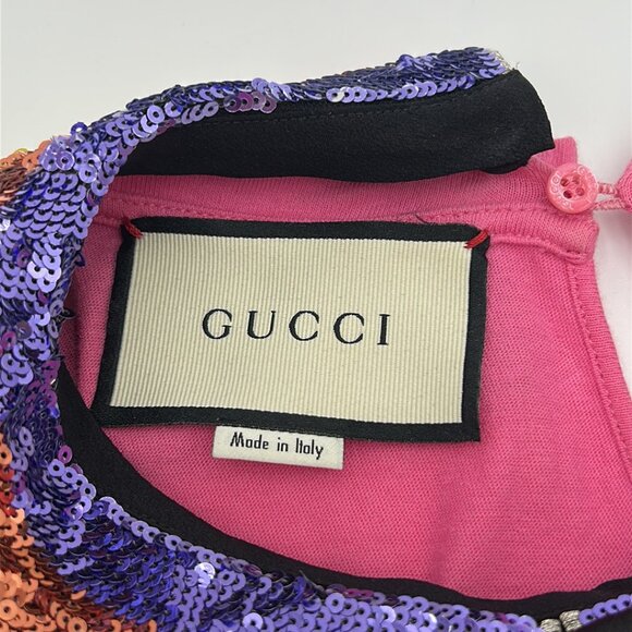 Authentic GUCCI Sequin Collar Pink T-shirt - Picture 6 of 10